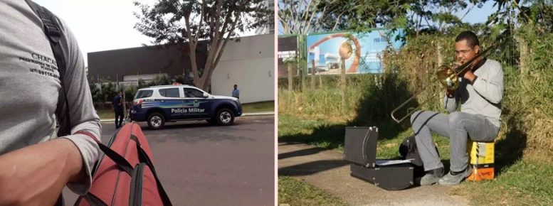 Pedreiro músico “incomoda” prédio de luxo e PM diz que tocar trombone no local é proibido. Que absurdo!