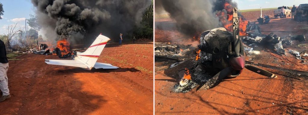 Na fronteira, piloto coloca fogo em avião com cocaína que vinha para o Brasil e desaparece