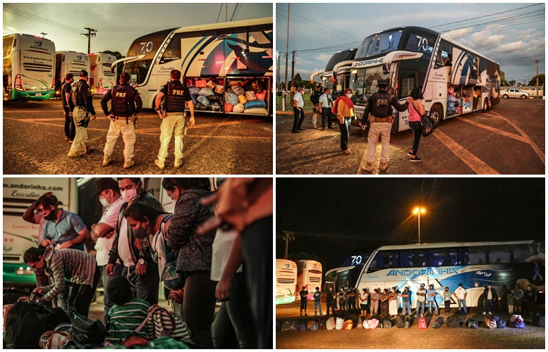 A Bolívia é aqui? PRF intercepta em Terenos vários ônibus com 200 bolivianos. Será que é turismo?
